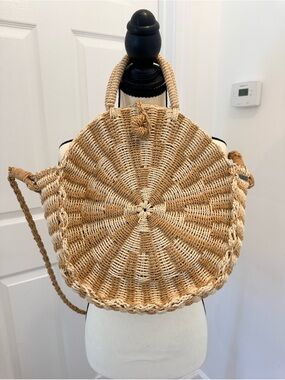Billabong + Sincerely Jules Woven Round Straw Tote Bag - Natural Two-Tone